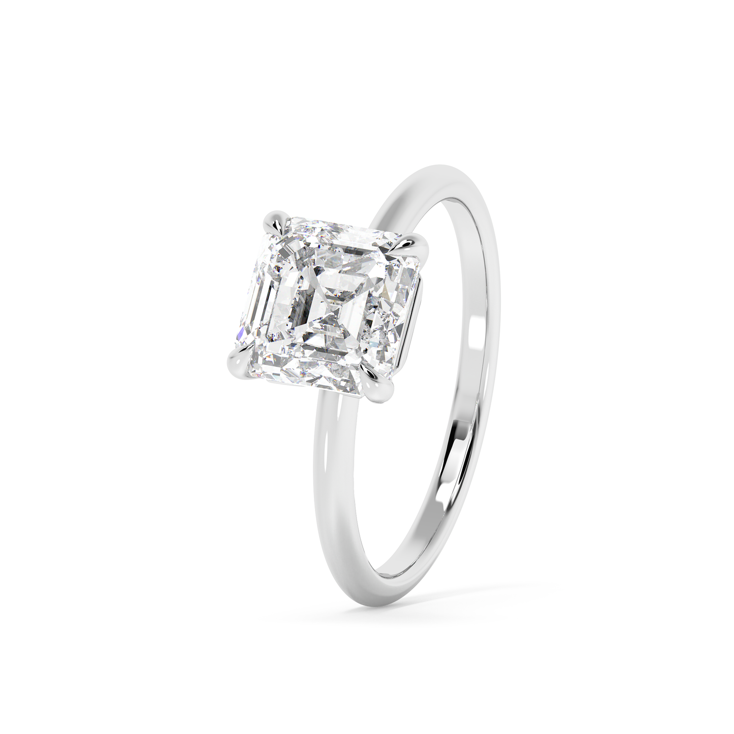 Emerald Solitaire Lab Grown Diamond Engagement Ring