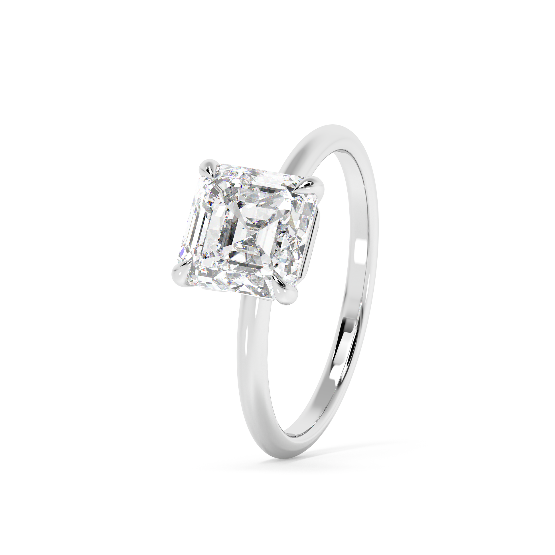Emerald Solitaire Lab Grown Diamond Engagement Ring