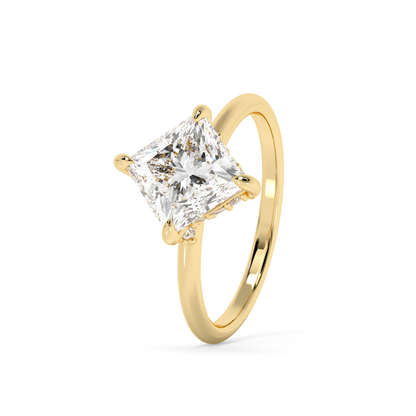 Emerald Solitaire Lab Grown Diamond Engagement Ring