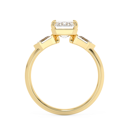Emerald Solitaire Lab Grown Diamond Engagement Ring