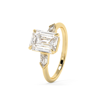 Emerald Solitaire Lab Grown Diamond Engagement Ring