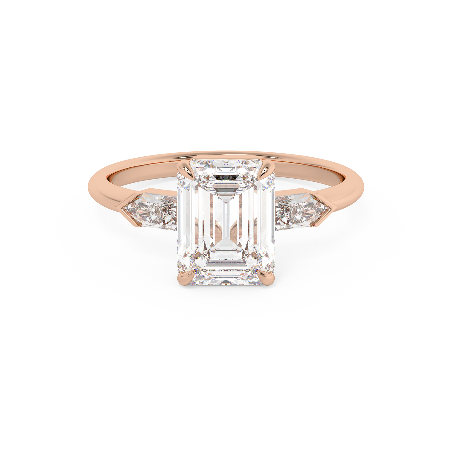 Emerald Solitaire Lab Grown Diamond Engagement Ring