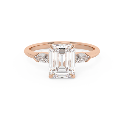 Emerald Solitaire Lab Grown Diamond Engagement Ring