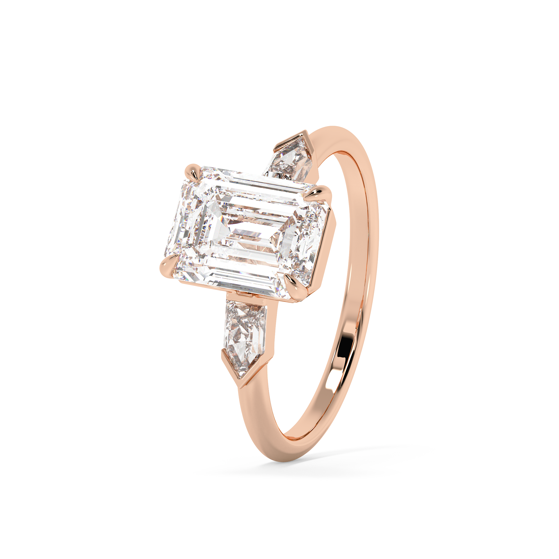 Emerald Solitaire Lab Grown Diamond Engagement Ring