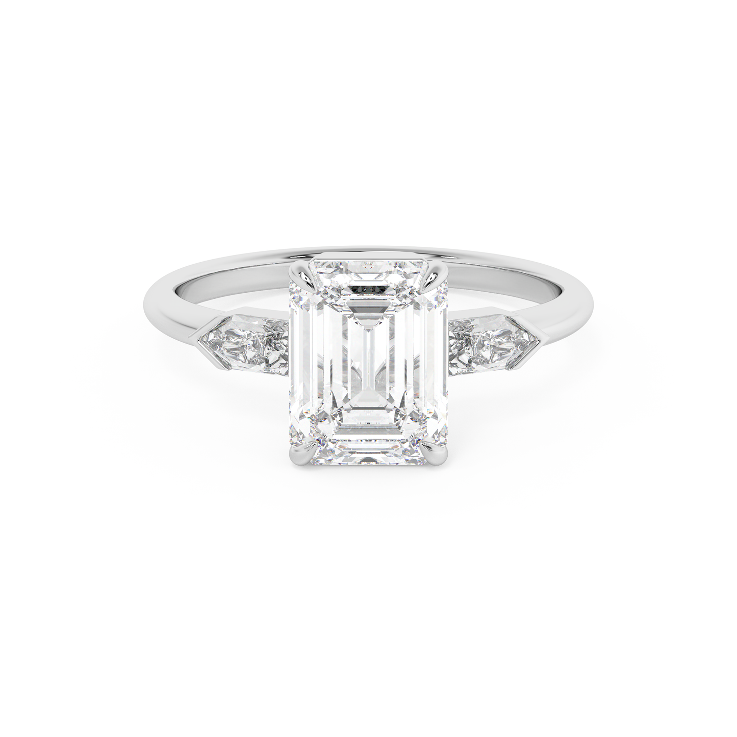 Emerald Solitaire Lab Grown Diamond Engagement Ring