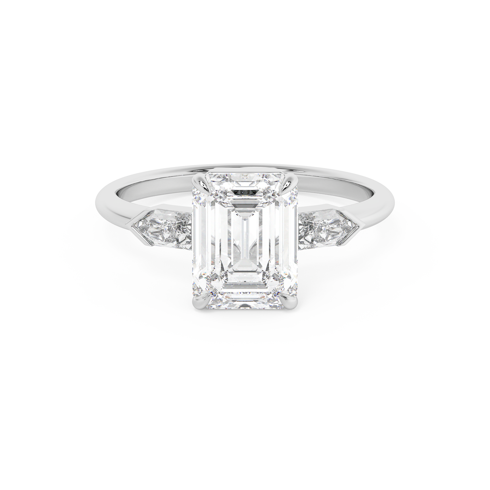 Emerald Solitaire Lab Grown Diamond Engagement Ring