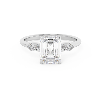 Emerald Solitaire Lab Grown Diamond Engagement Ring