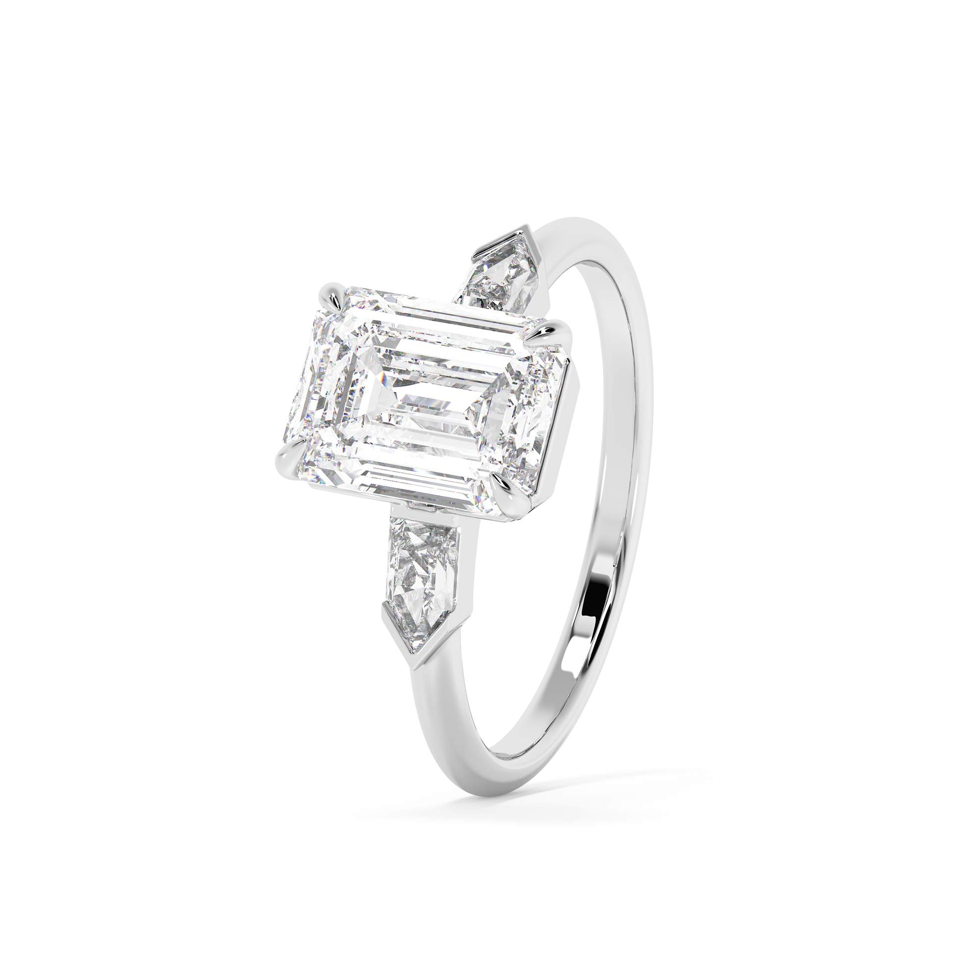 Emerald Solitaire Lab Grown Diamond Engagement Ring