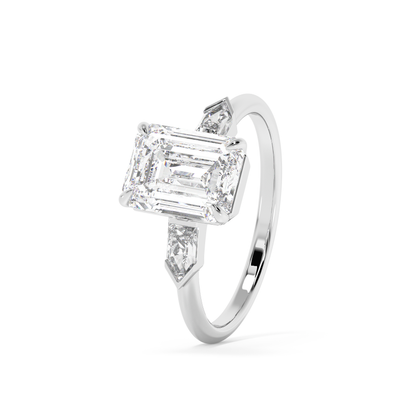 Emerald Solitaire Lab Grown Diamond Engagement Ring