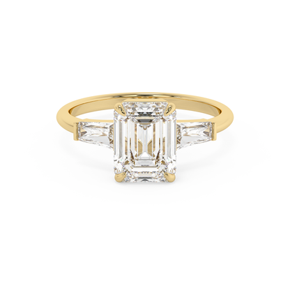 Emerald Solitaire Lab Grown Diamond Engagement Ring