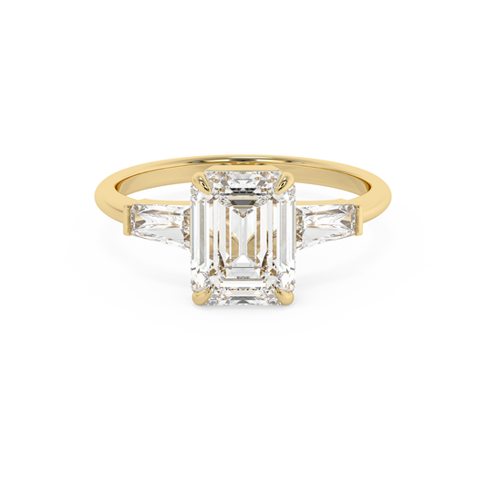 Emerald Solitaire Lab Grown Diamond Engagement Ring