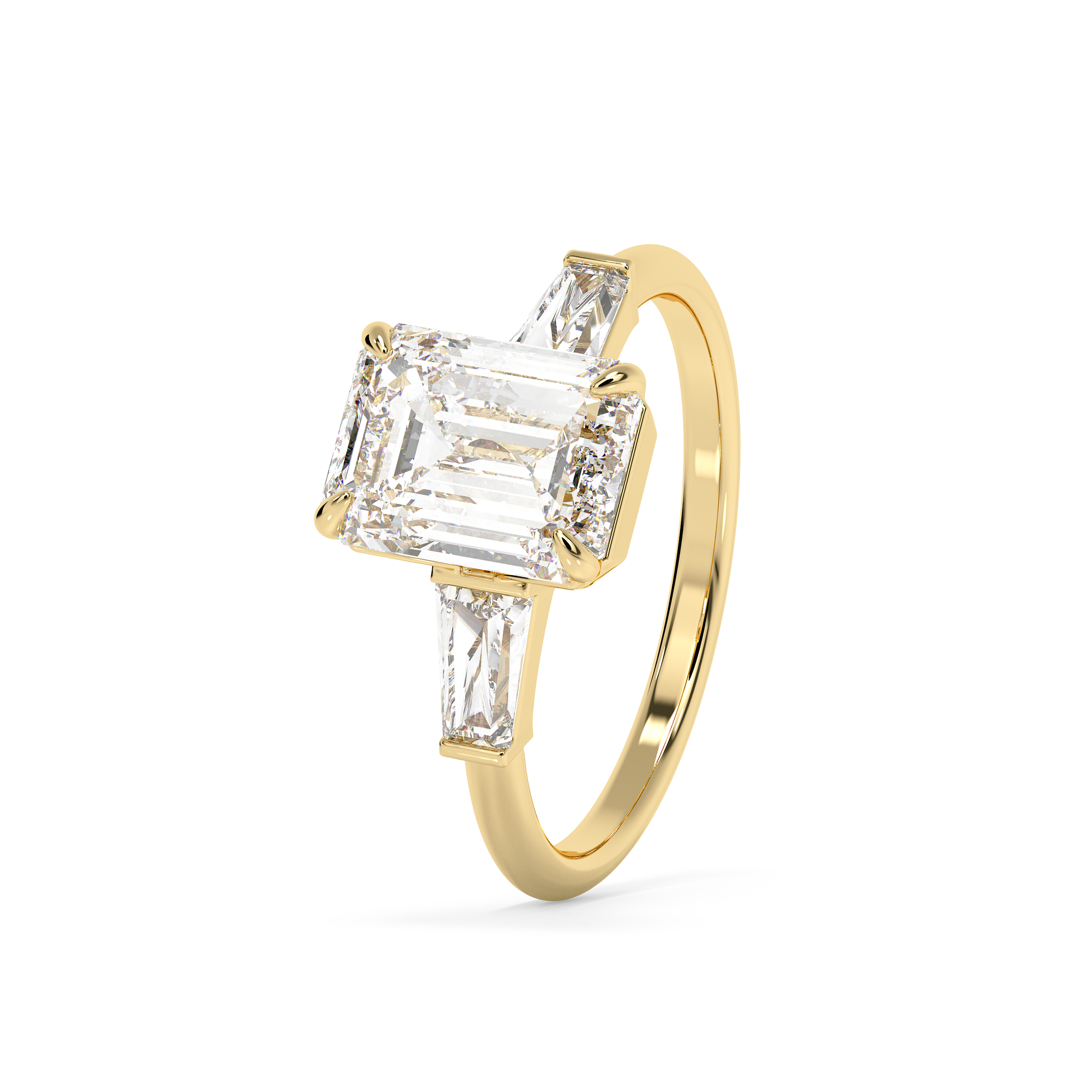 Emerald Solitaire Lab Grown Diamond Engagement Ring