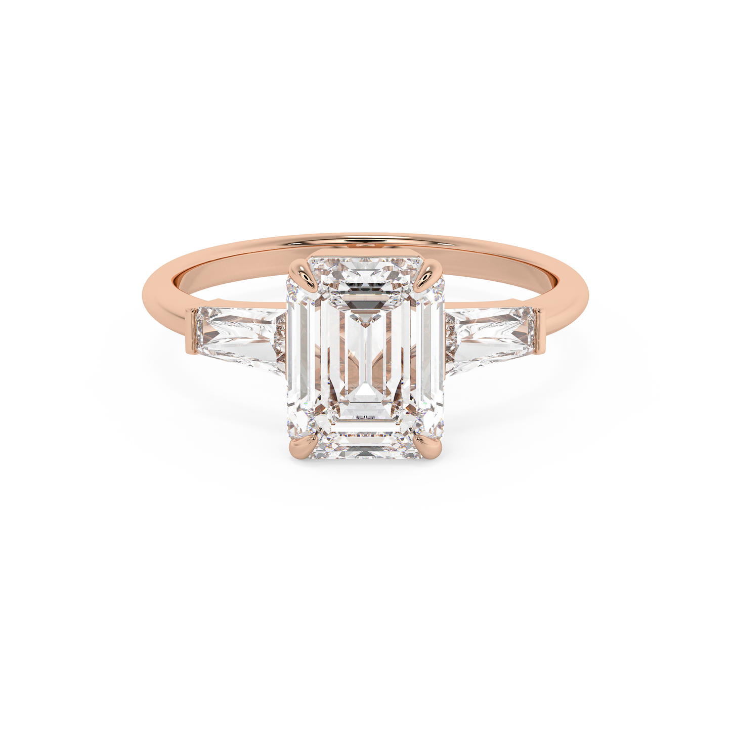 Emerald Solitaire Lab Grown Diamond Engagement Ring