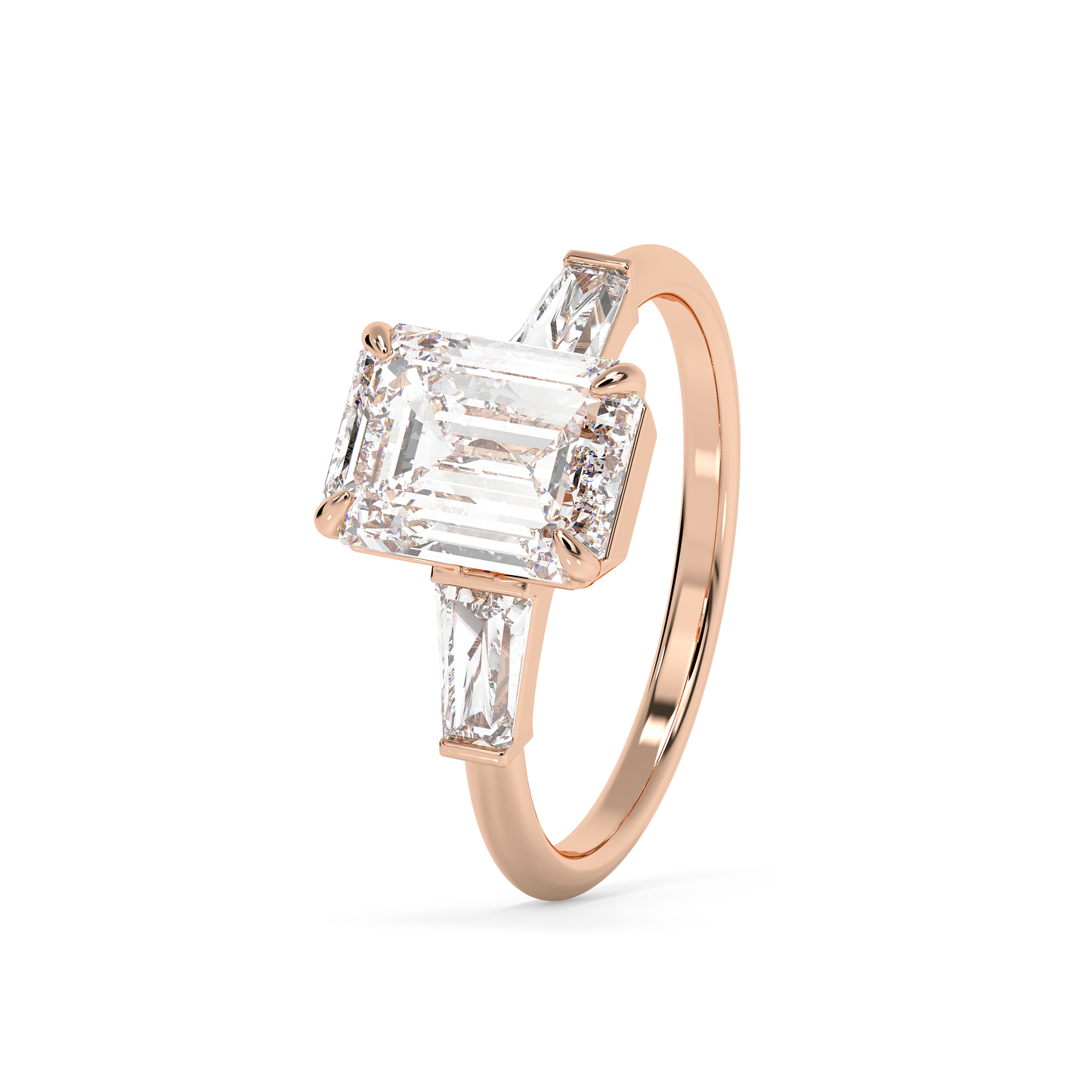 Emerald Solitaire Lab Grown Diamond Engagement Ring