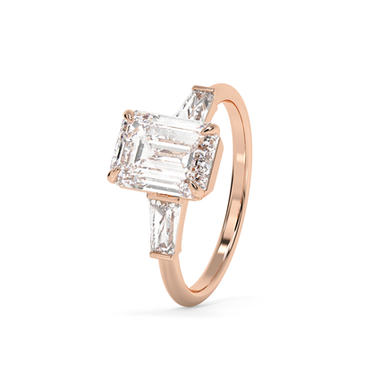 Emerald Solitaire Lab Grown Diamond Engagement Ring