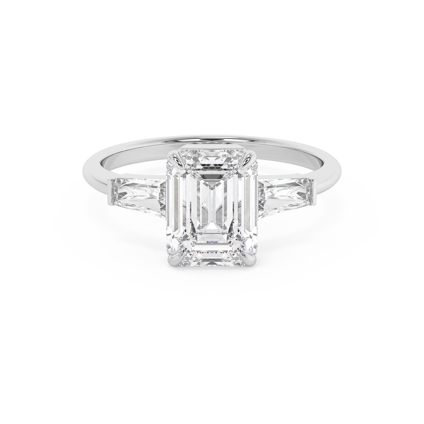 Emerald Solitaire Lab Grown Diamond Engagement Ring