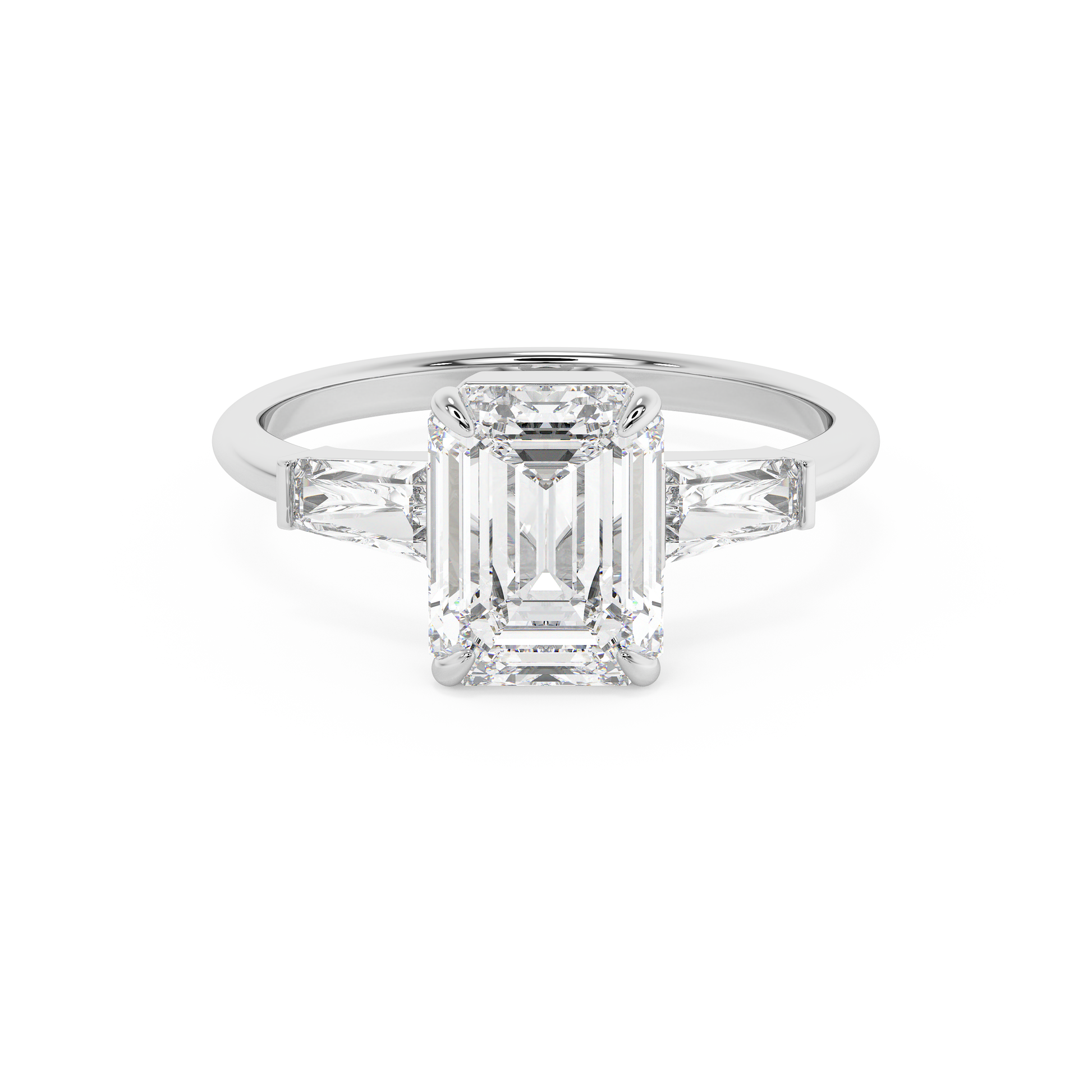 Emerald Solitaire Lab Grown Diamond Engagement Ring