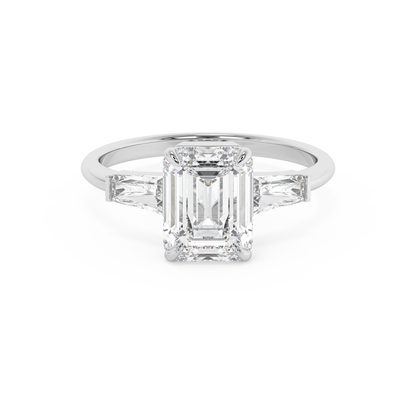 Emerald Solitaire Lab Grown Diamond Engagement Ring