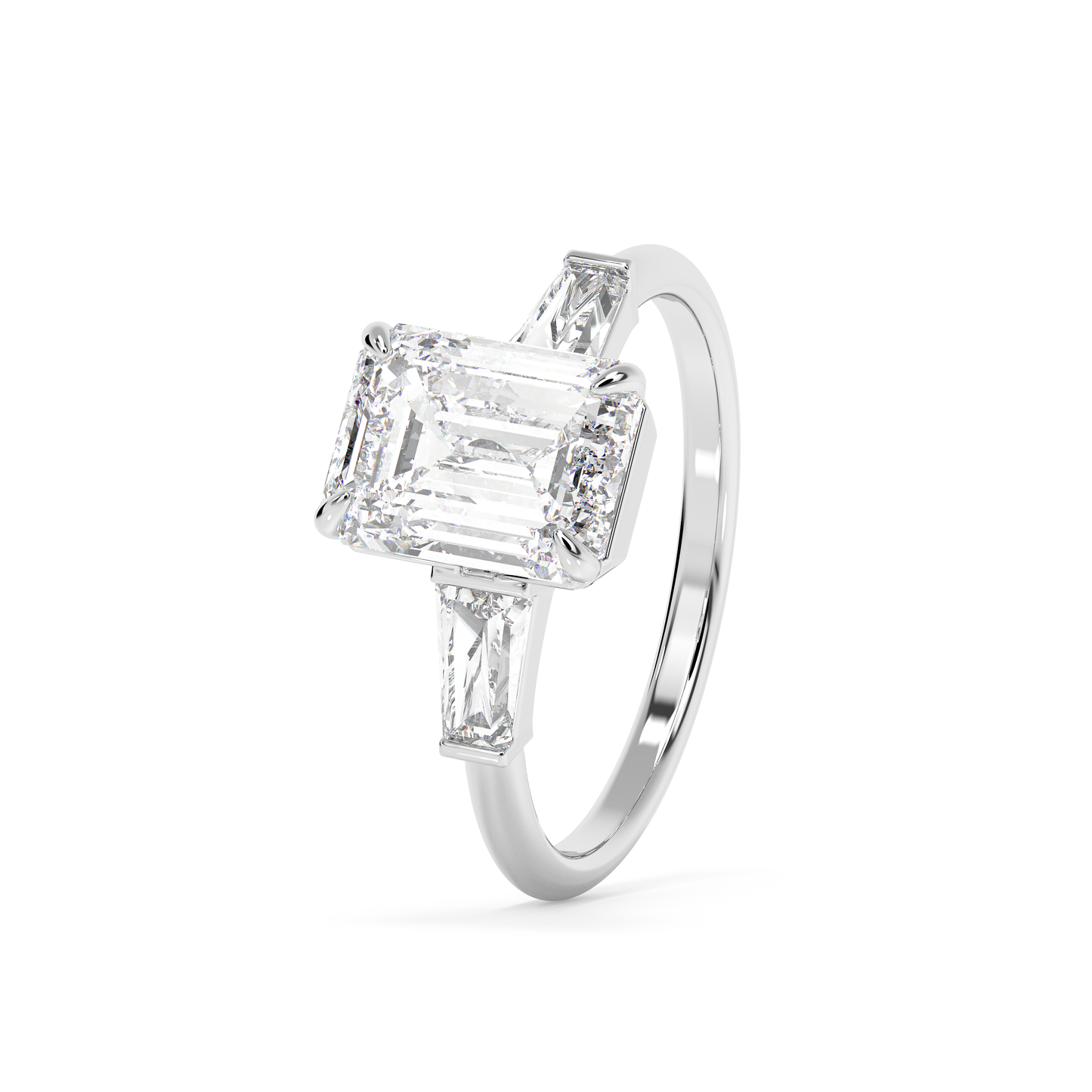 Emerald Solitaire Lab Grown Diamond Engagement Ring