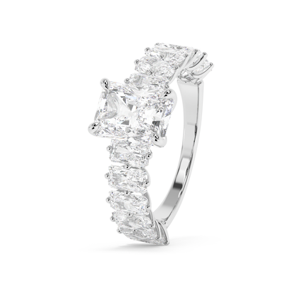 Emerald Solitaire Lab Grown Diamond Engagement Ring