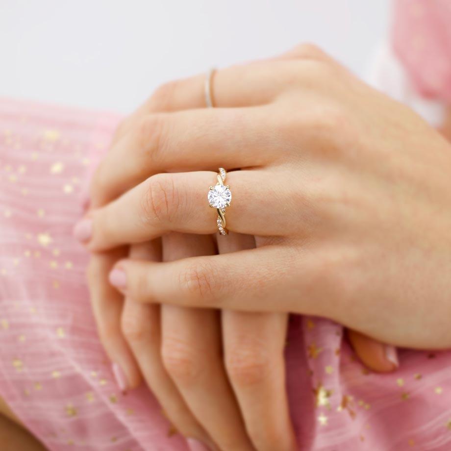 Round Pave Lab Grown Diamond Engagement Ring