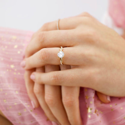 Round Pave Lab Grown Diamond Engagement Ring