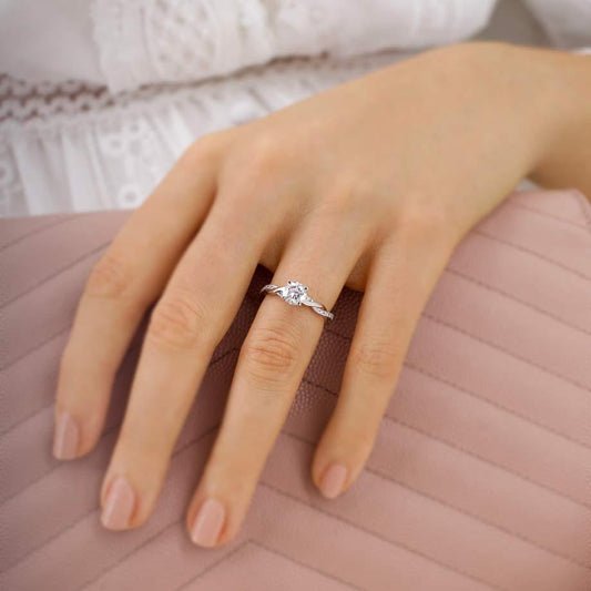 Round Twisted Pave Lab Grown Diamond Engagement Ring