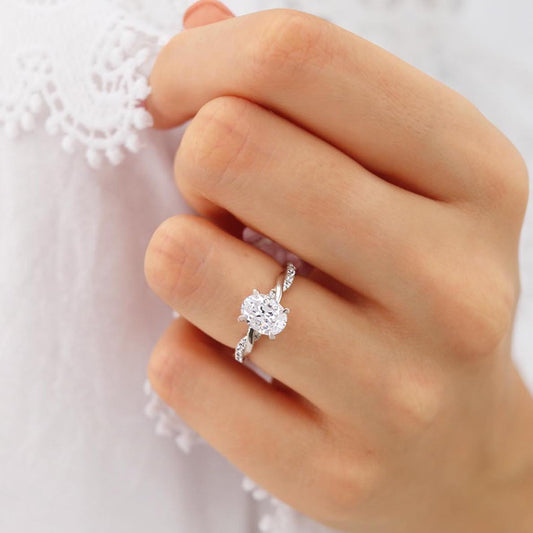 Oval Twisted Pave Lab Grown Diamond Engagement Ring