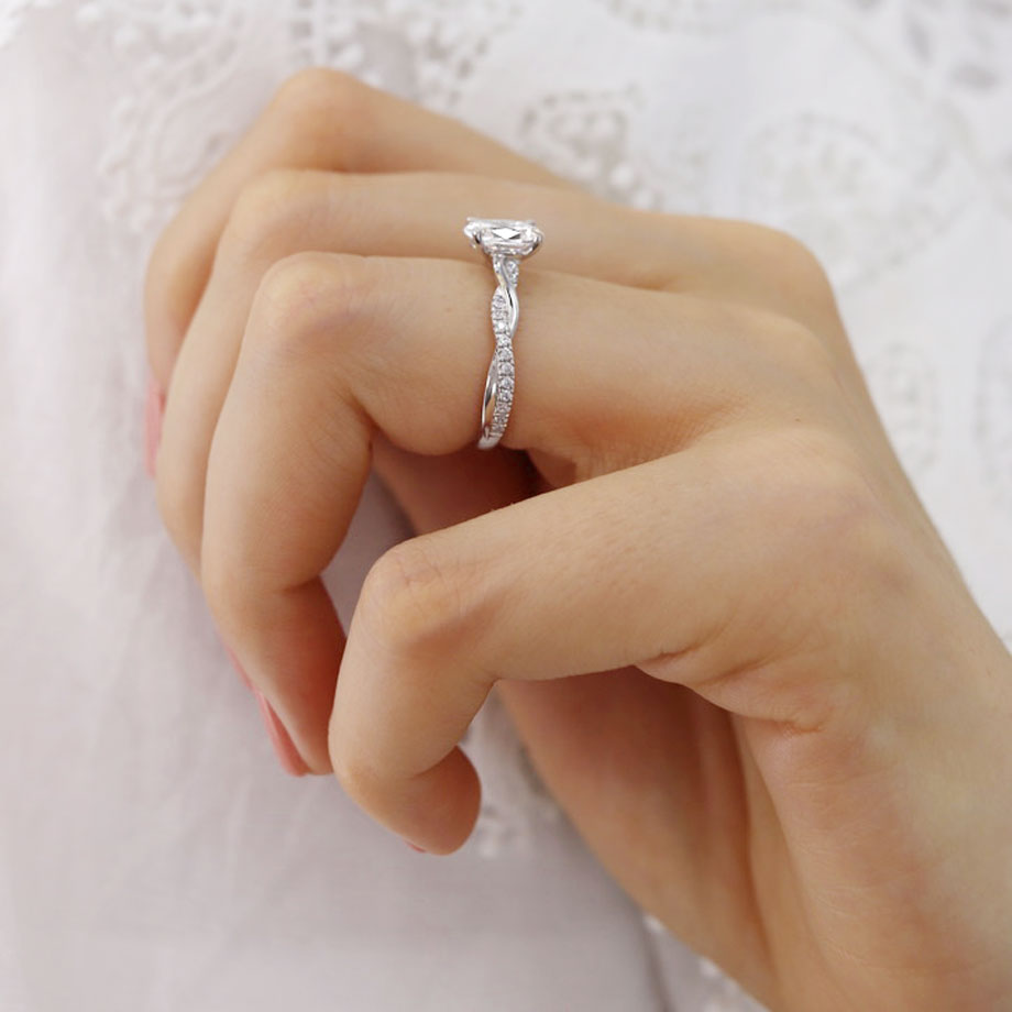 Oval Twisted Pave Lab Grown Diamond Engagement Ring