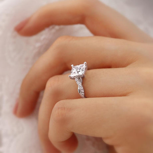 Princess Twisted Pave Lab Grown Diamond Engagement Ring