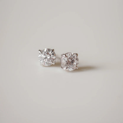 2.20 TCW Round Lab Grown Diamond Stud Earrings