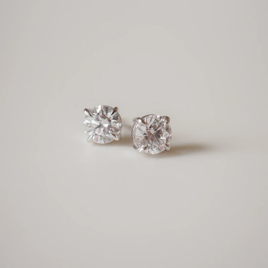 2.20 TCW Round Lab Grown Diamond Stud Earrings