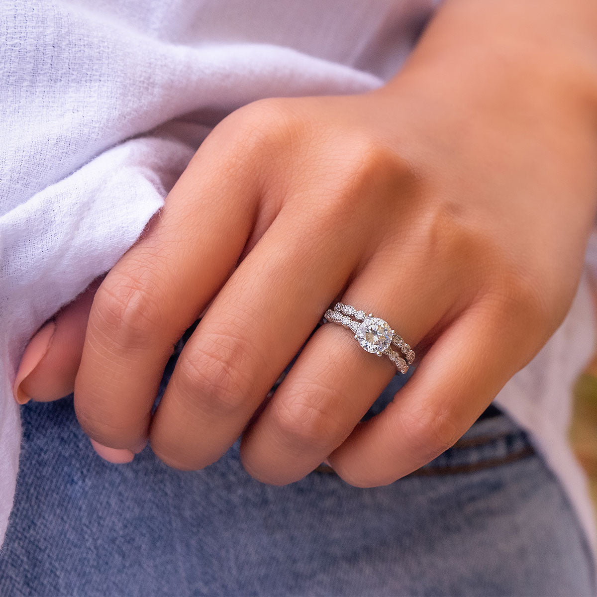 Round Pave Lab Grown Diamond Engagement Ring