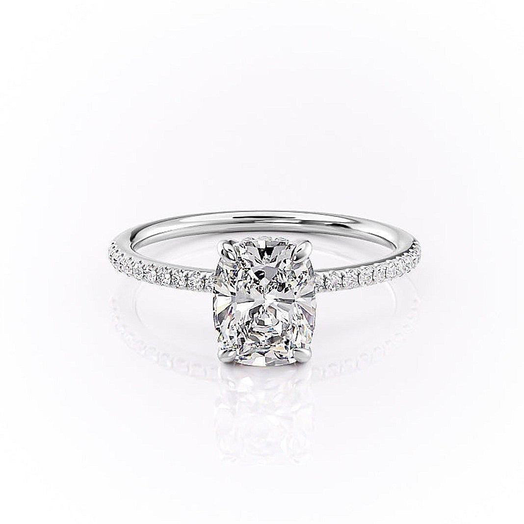Elongated Cushion Pave Lab Grown Diamond Engagement Ring