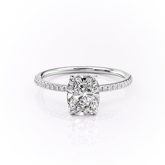 Elongated Cushion Pave Lab Grown Diamond Engagement Ring