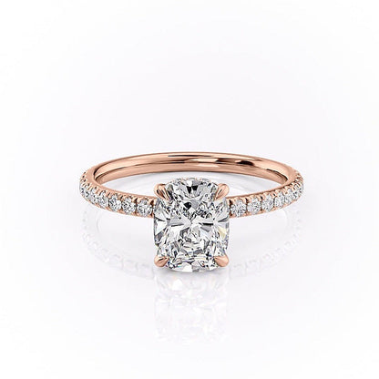 2.0 CT Cushion Cut Hidden Halo Pave Setting Moissanite Engagement Ring 11