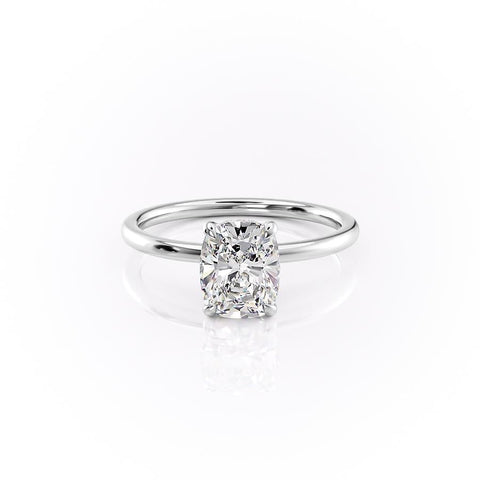 2.0 CT Elongated Cushion Cut Solitaire Hidden Halo Setting Moissanite Engagement Ring 10