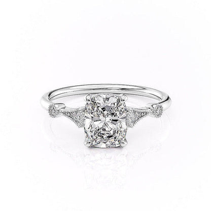2.0 CT Elongated Cushion Cut Hidden Halo Moissanite Engagement Ring 1