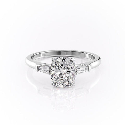 2.0 CT Cushion Cut Three Stone Moissanite Engagement Ring 10