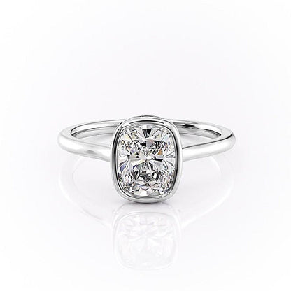 2.0 CT Cushion Cut Solitaire Bezel Hidden Halo Setting Moissanite Engagement Ring 10