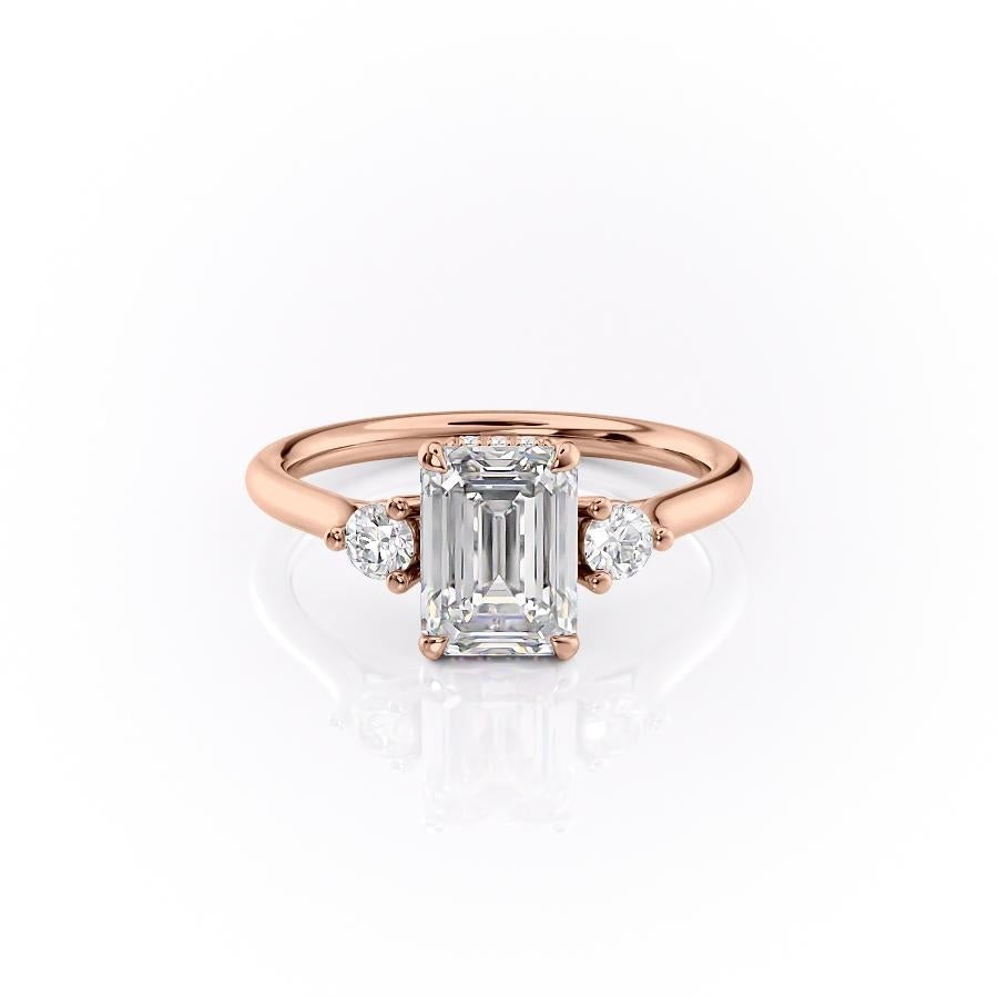 1.91 CT Emerald Cut Three Stone Moissanite Engagement Ring 12