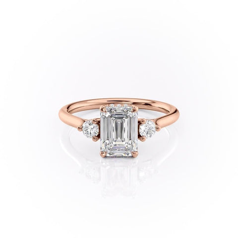 1.91 CT Emerald Cut Three Stone Moissanite Engagement Ring 12