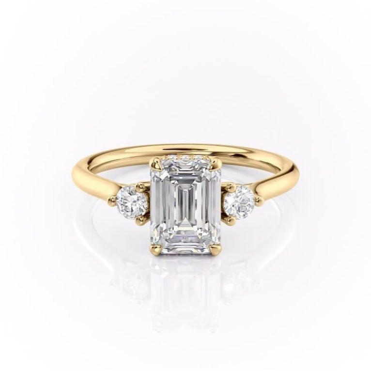 1.91 CT Emerald Cut Three Stone Moissanite Engagement Ring 11