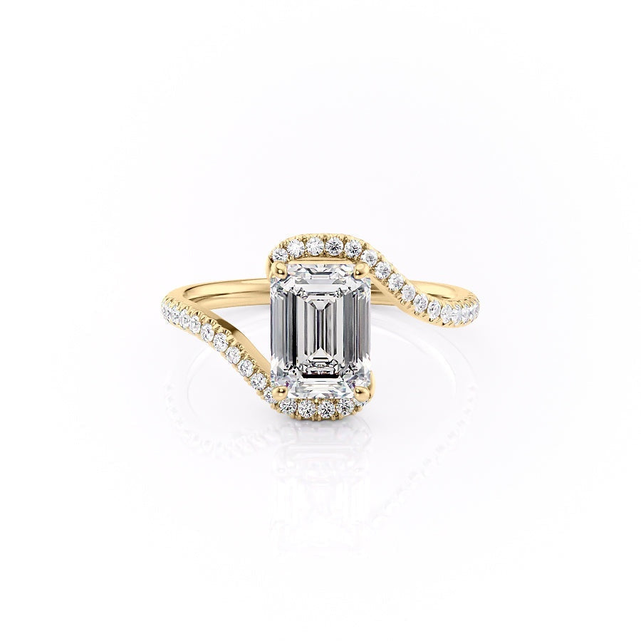 2.10 CT Emerald Cut Solitaire Bypass Setting Moissanite Engagement Ring 11