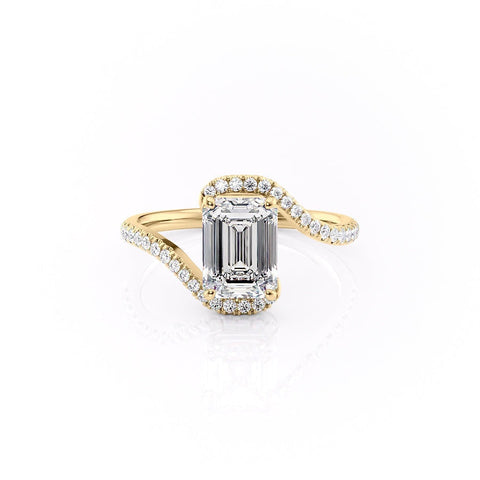 2.10 CT Emerald Cut Solitaire Bypass Setting Moissanite Engagement Ring 11