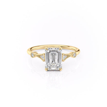 1.91 CT Emerald Cut Solitaire Milgrain Pave Set Moissanite Engagement Ring 11
