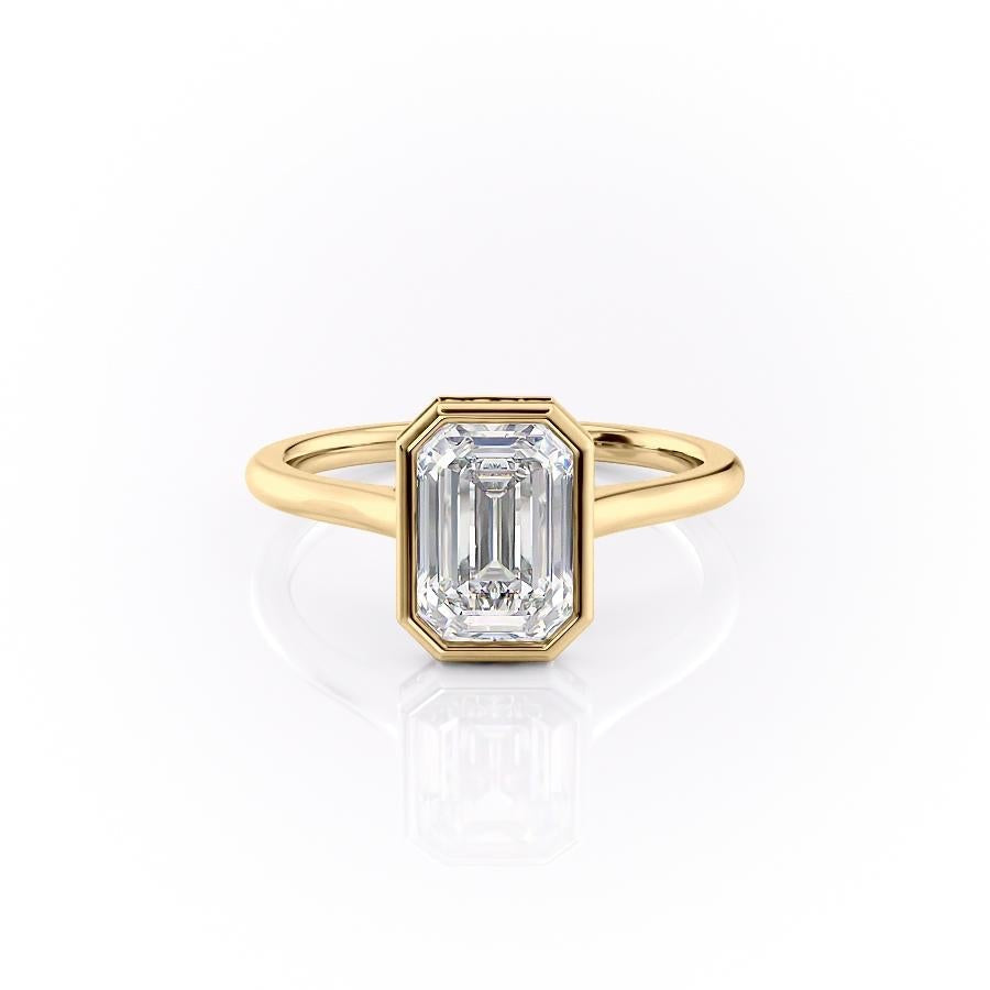 2.10 CT Emerald Cut Bezel Solitaire Moissanite Engagement Ring 11