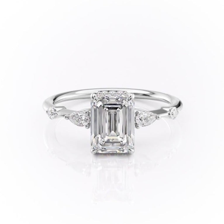 1.91 CT Emerald Cut Solitaire Hidden Halo Setting Moissanite Engagement Ring 10