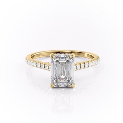 2.10 CT Emerald Cut Solitaire Pave Setting Moissanite Engagement Ring 11