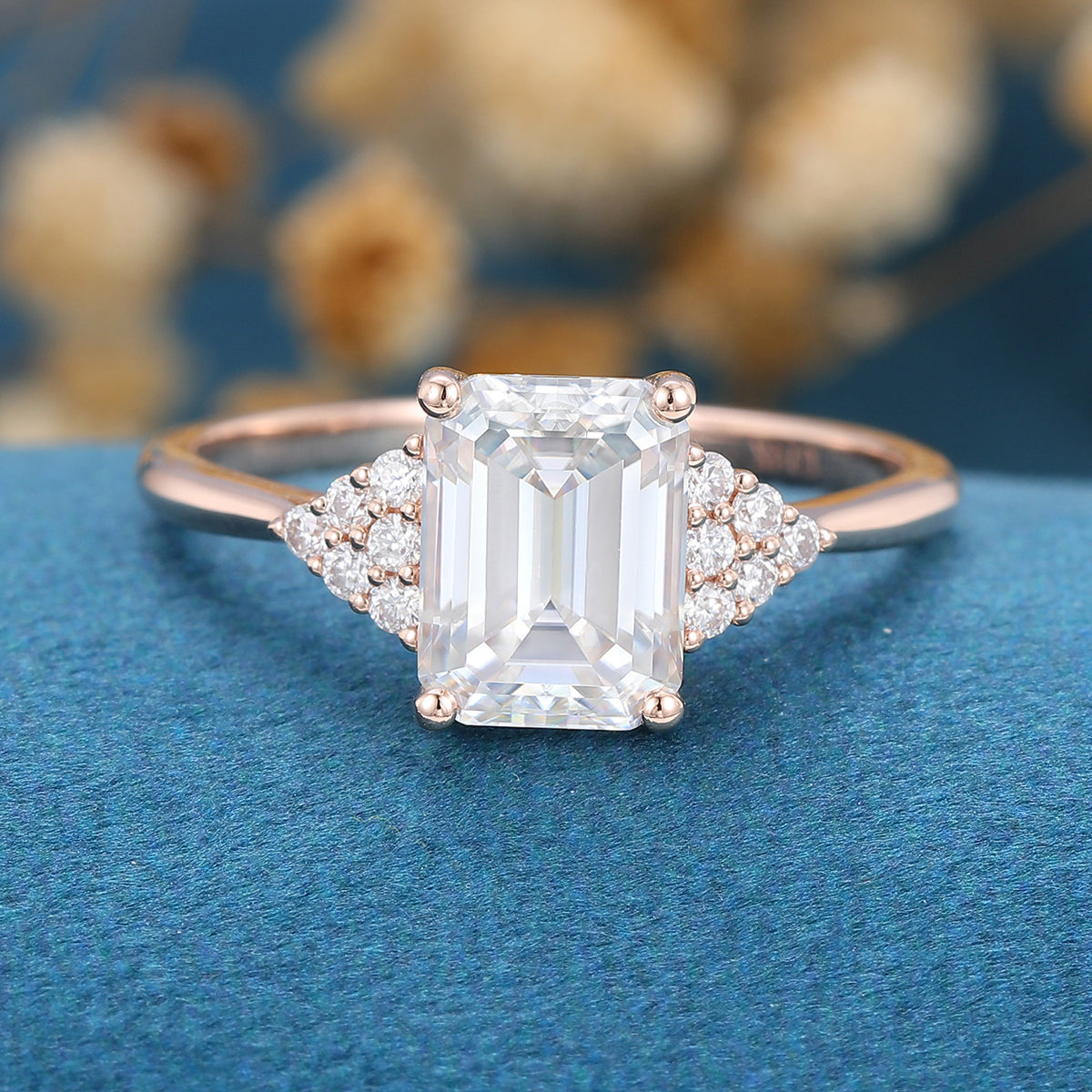 Emerald Cluster Lab Grown Diamond Engagement Ring